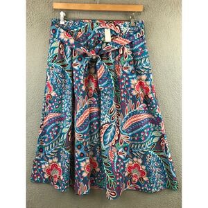 New TALBOTS Peony Dahlia Blooms Skirt Botanical Floral Size L